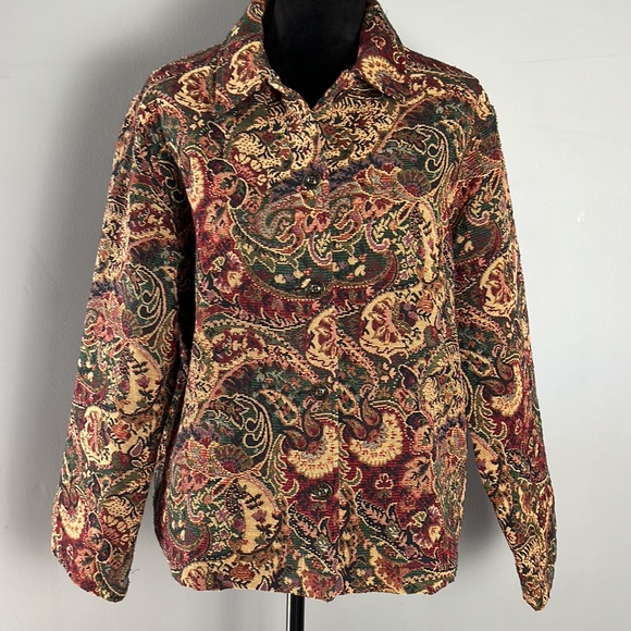 Vintage Paisley Jacquard Tapestry Jacket Coat with Pockets - Picture 5 of 8